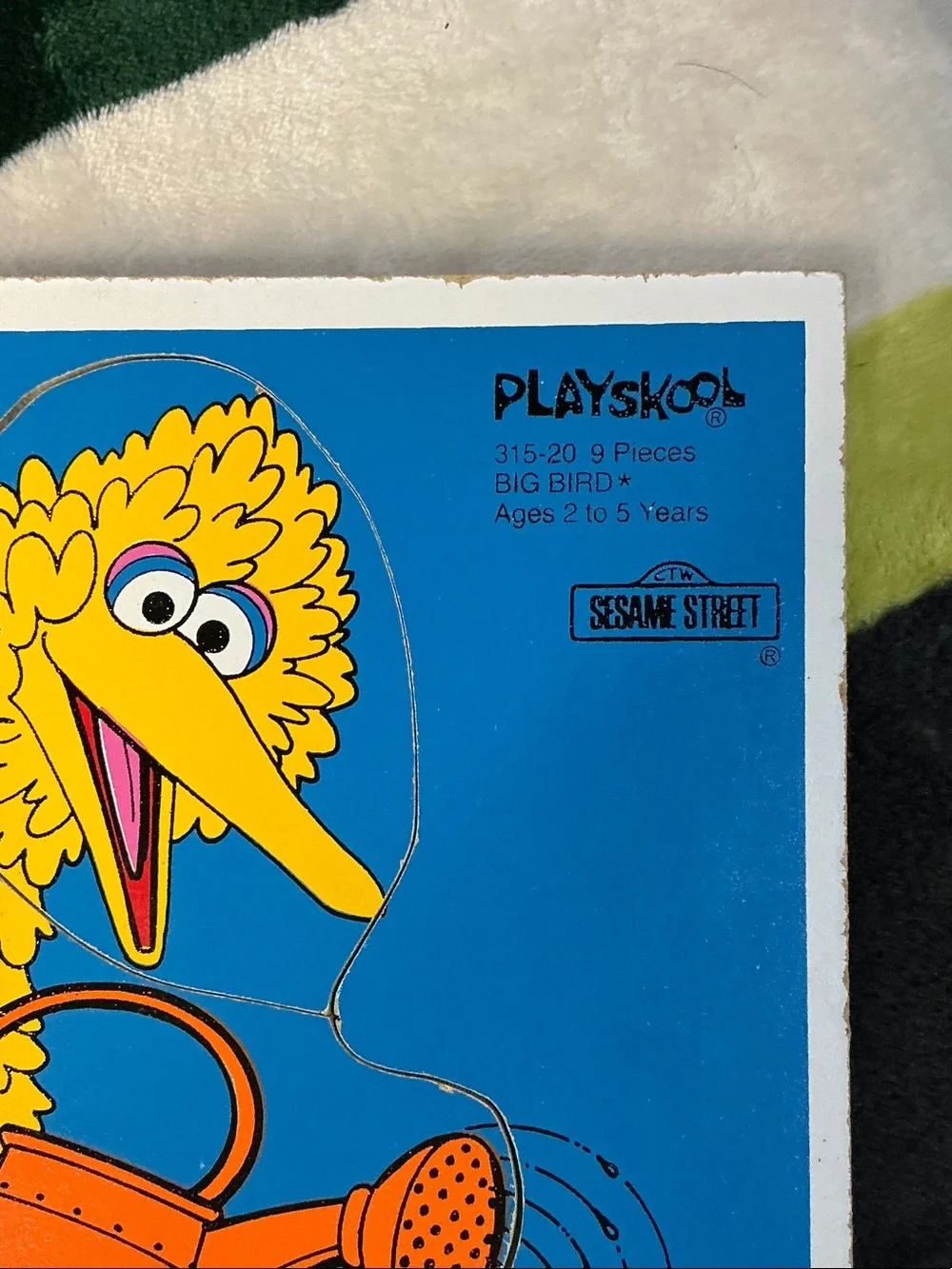 Vintage Playskool Sesame Street Puzzle - Big Bird Blue & Ernie Pink Wood Puzzles